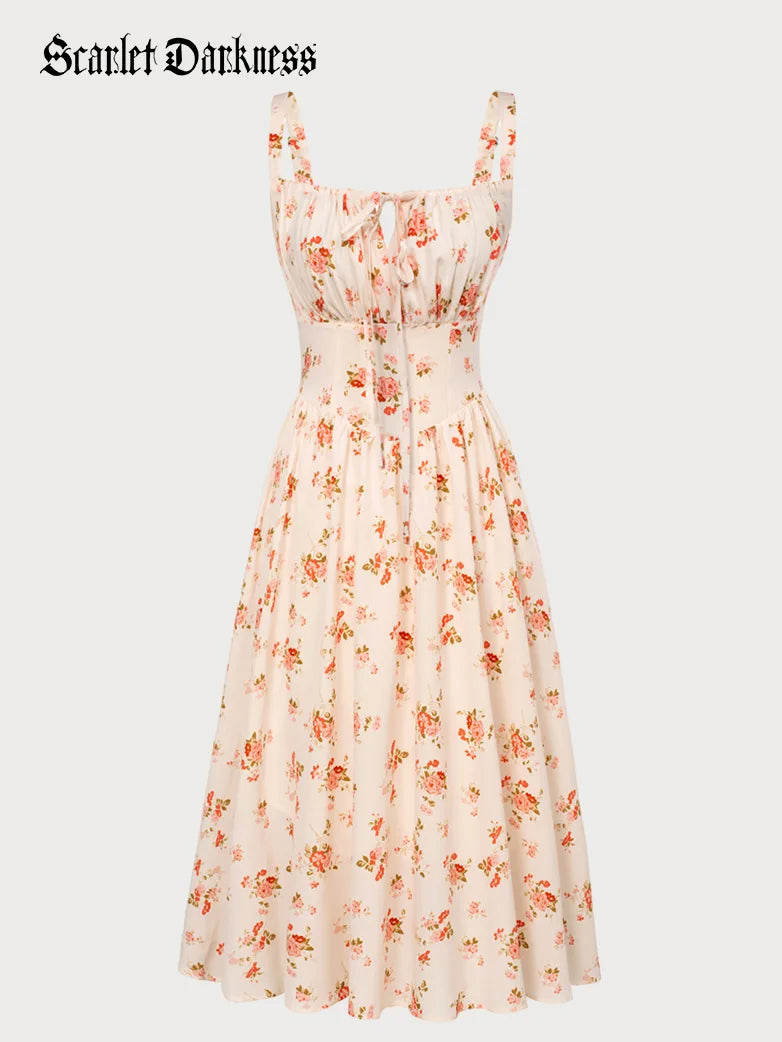Amelia | Floral Square Neck Midi Dress