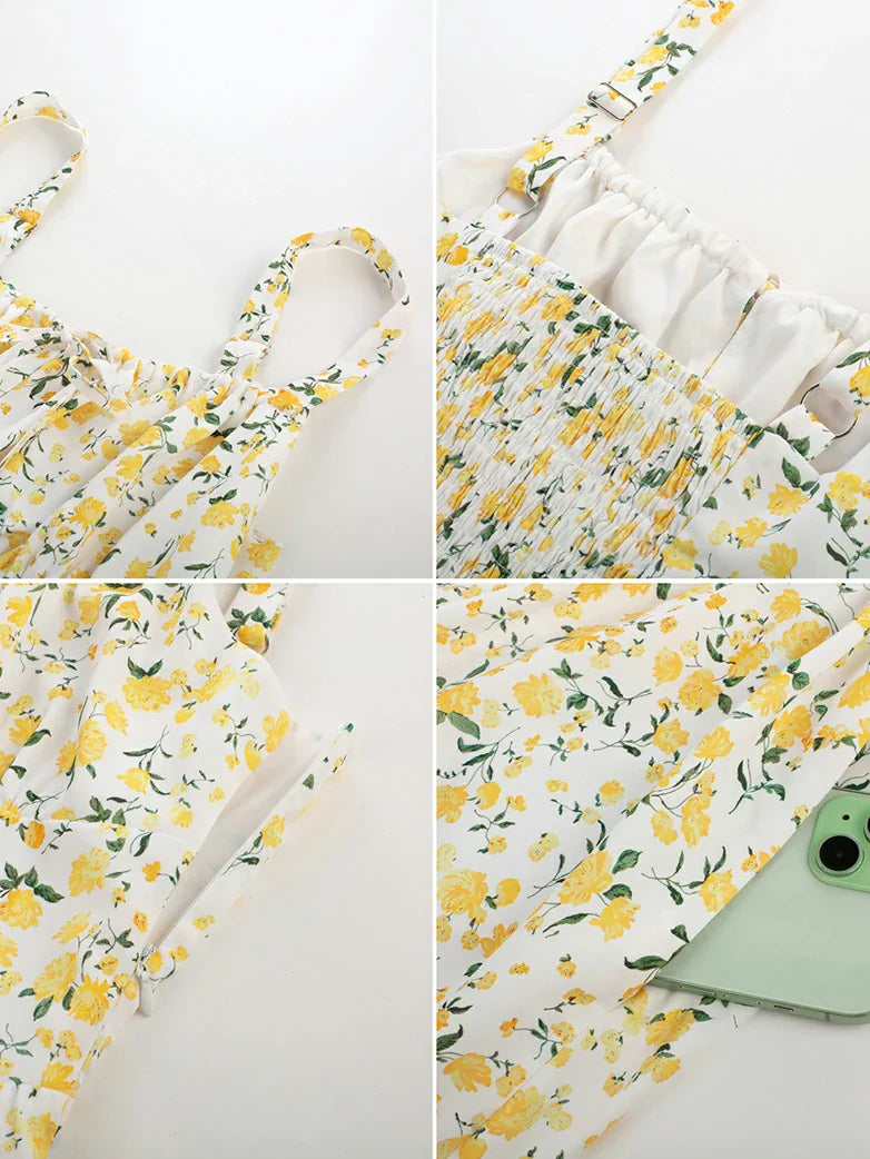 Amelia | Floral Square Neck Midi Dress