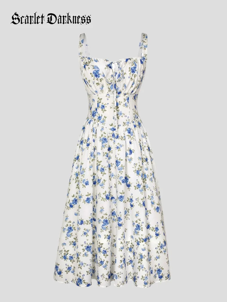 Amelia | Floral Square Neck Midi Dress
