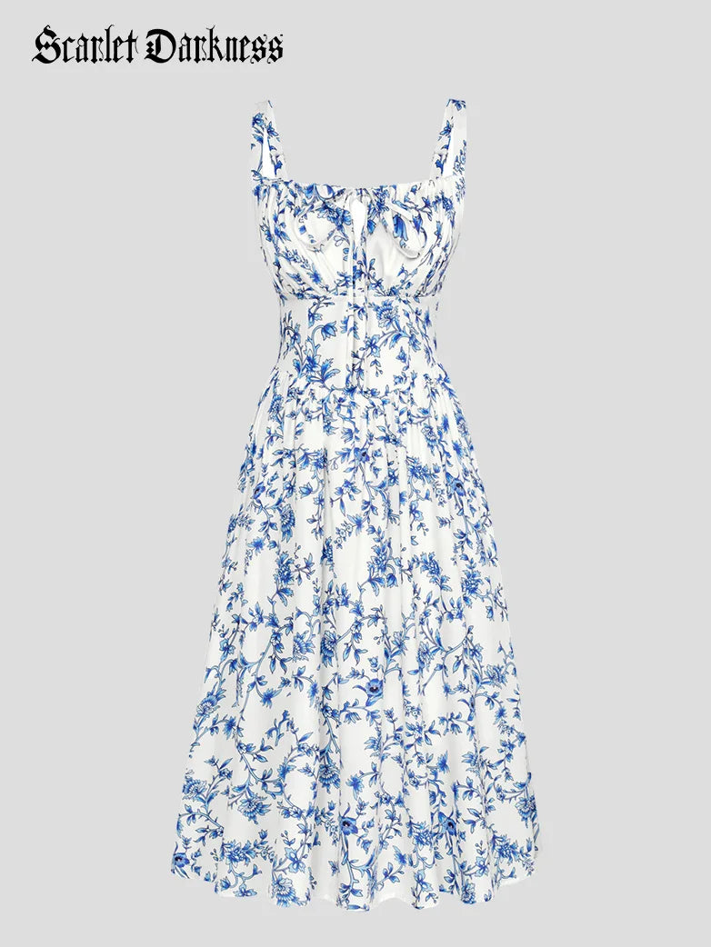 Amelia | Floral Square Neck Midi Dress