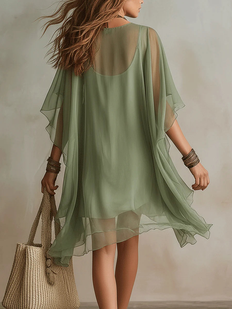 V-Neck Layered Mini Dress