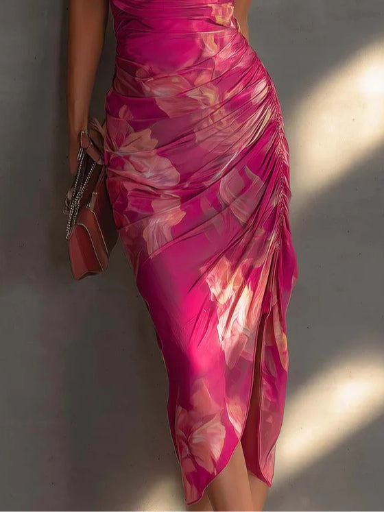 Fuchsia Floral Bodycon Dress