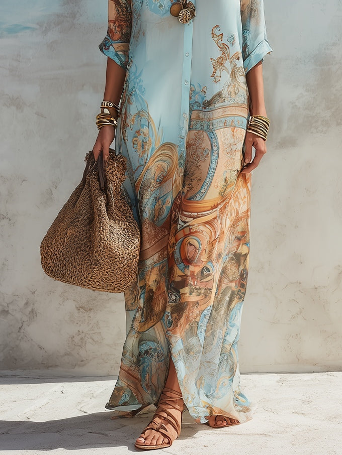 Azure Shirt Maxi Dress