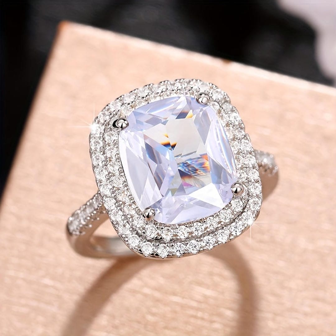 Cushion Halo Statement Cocktail Ring