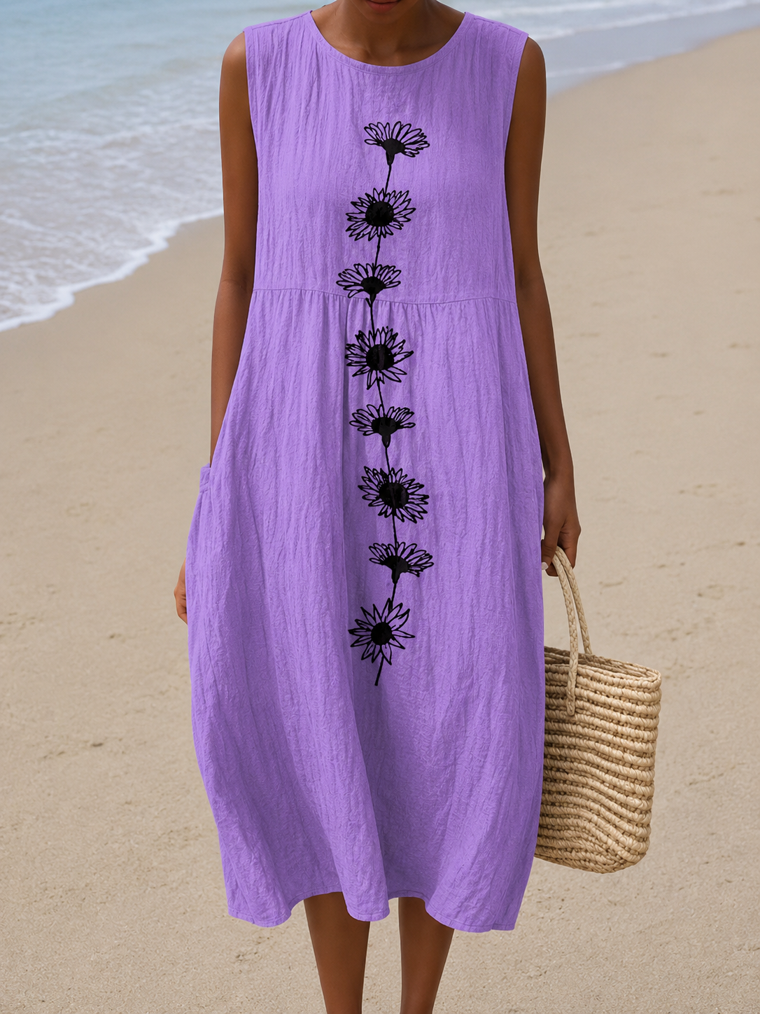 Emma Midi Dress Violet Flower
