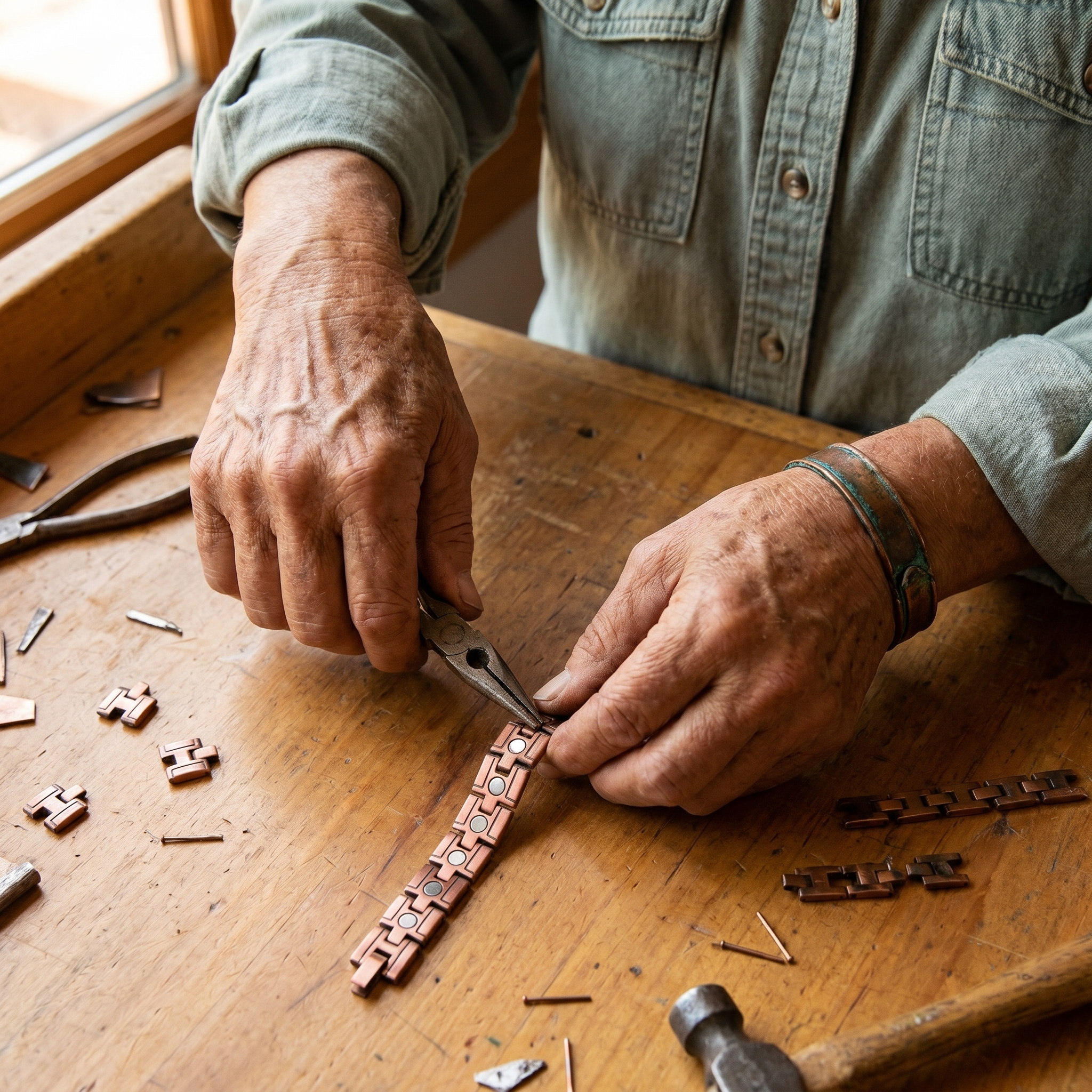 Leilani | Brick-Pattern Copper Link Bracelet