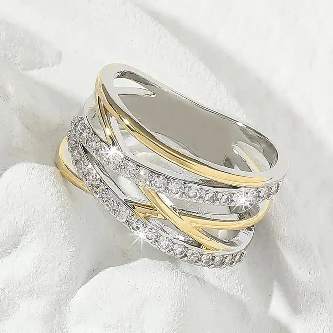 Silver & Gold Radiance Zirconia Ring