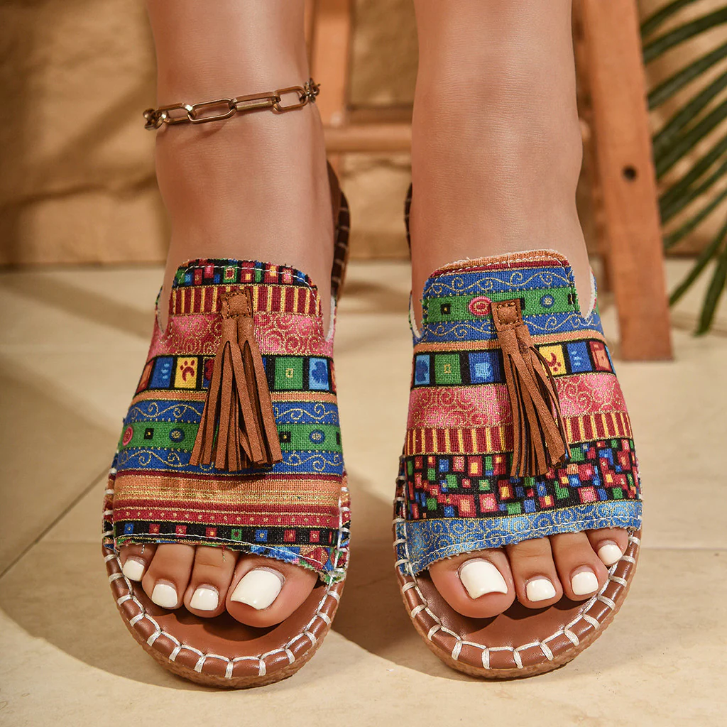 Maeva | Boho Ethnic Fringe Sandals