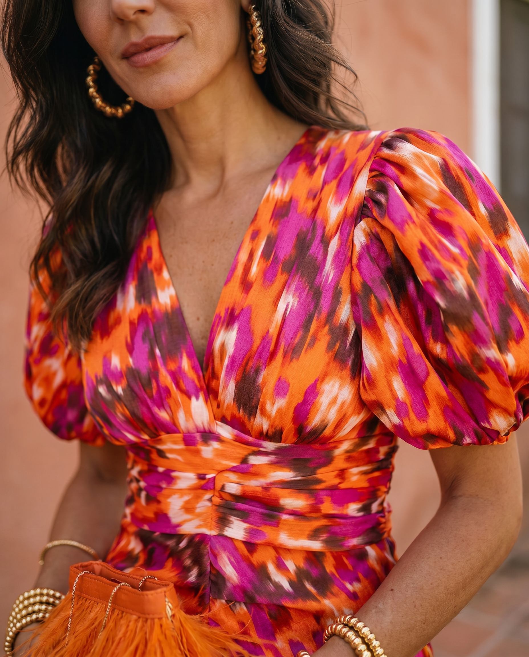 Carla | Floral Puff Midi Dress
