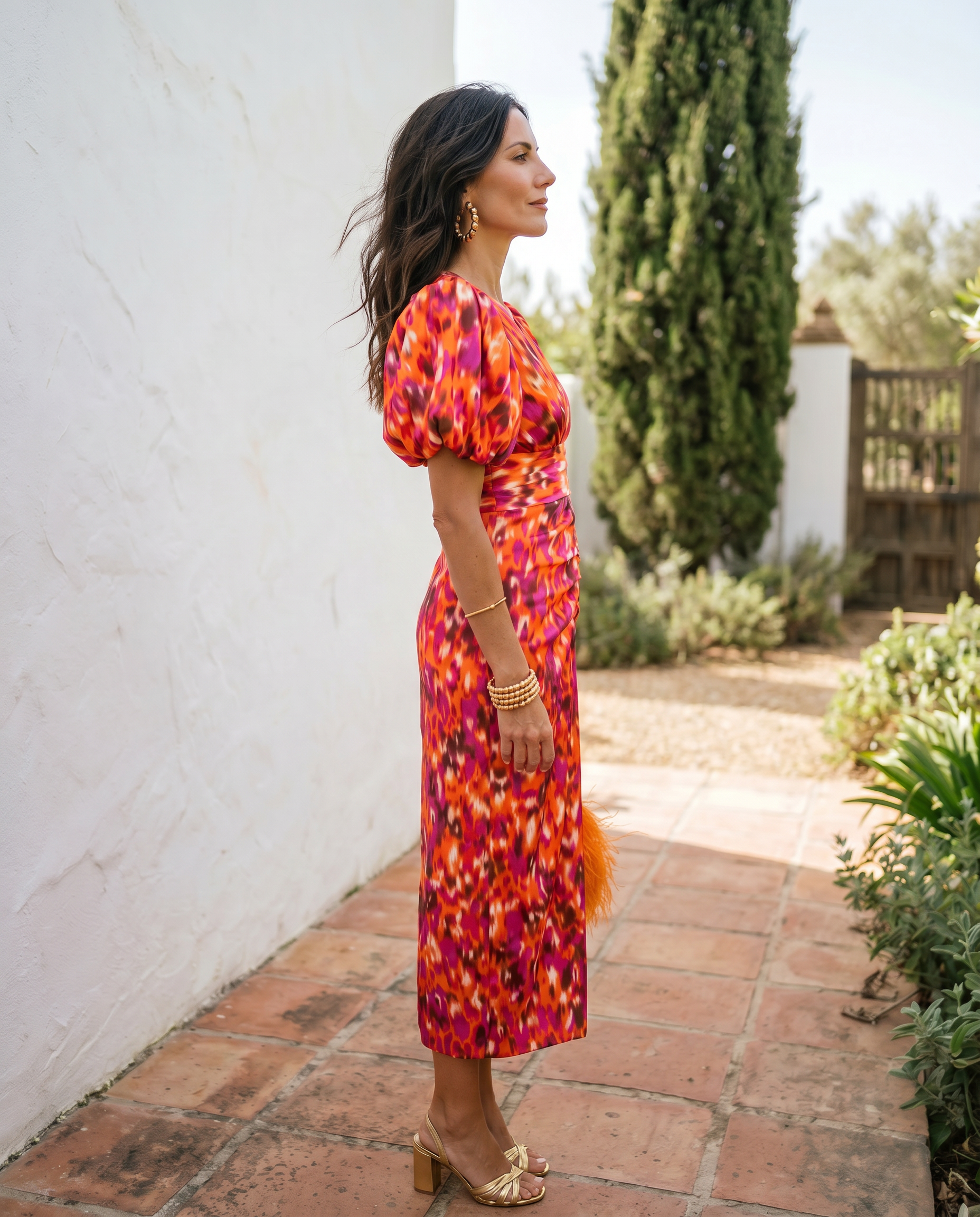 Carla | Floral Puff Midi Dress