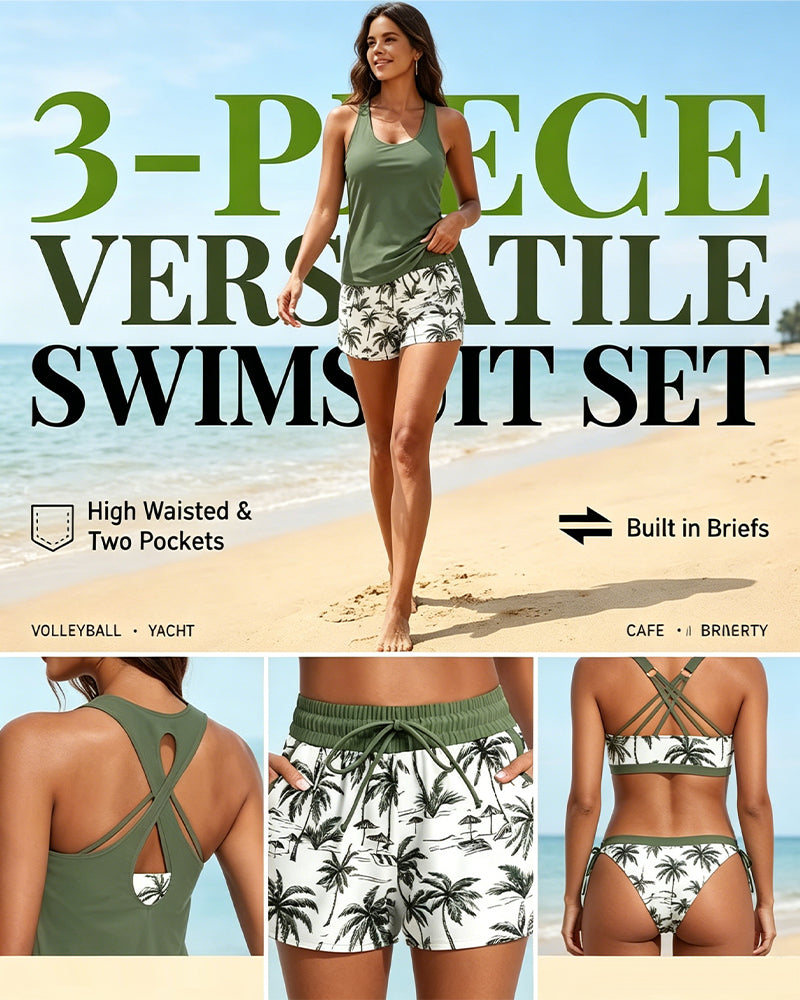 Maren | Three-Piece Tankini Bikini and Cover-Up Set