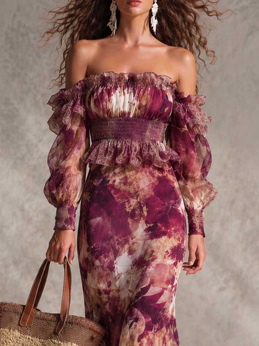 Rose Pink Off-Shoulder Maxi Dress