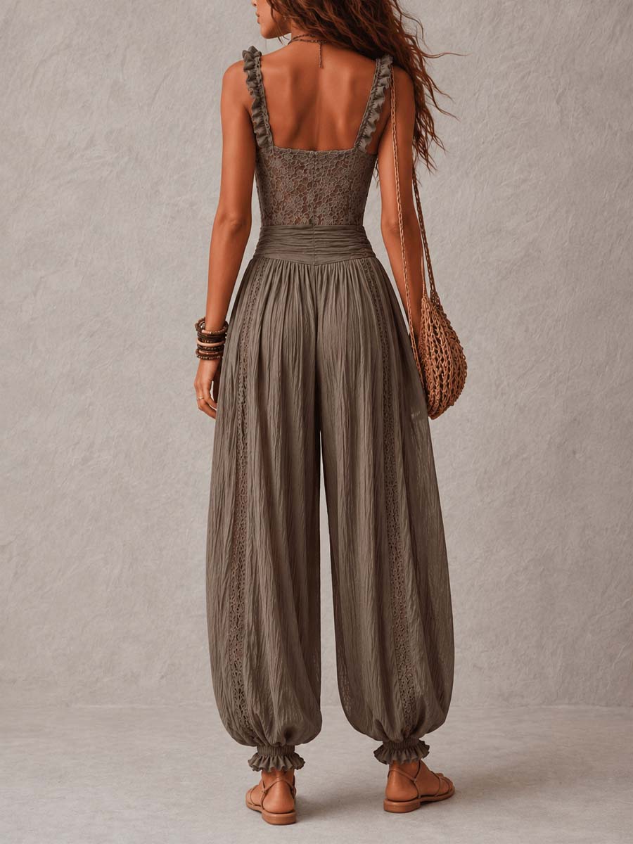 Wanda | Complete With Gray Lace Bandeau and Pleated Harem Pants