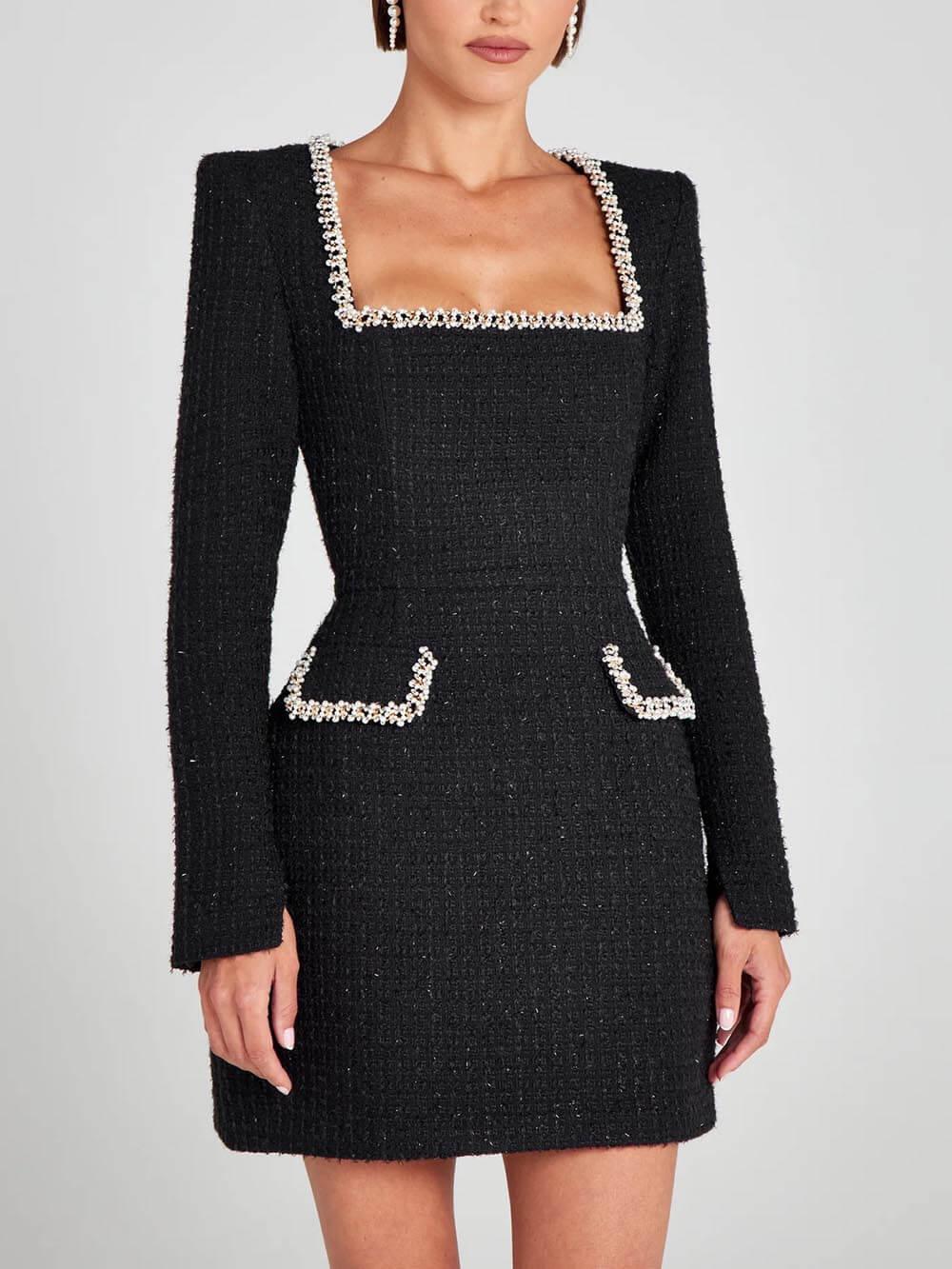 Pearl Trim Pocket Mini Dress