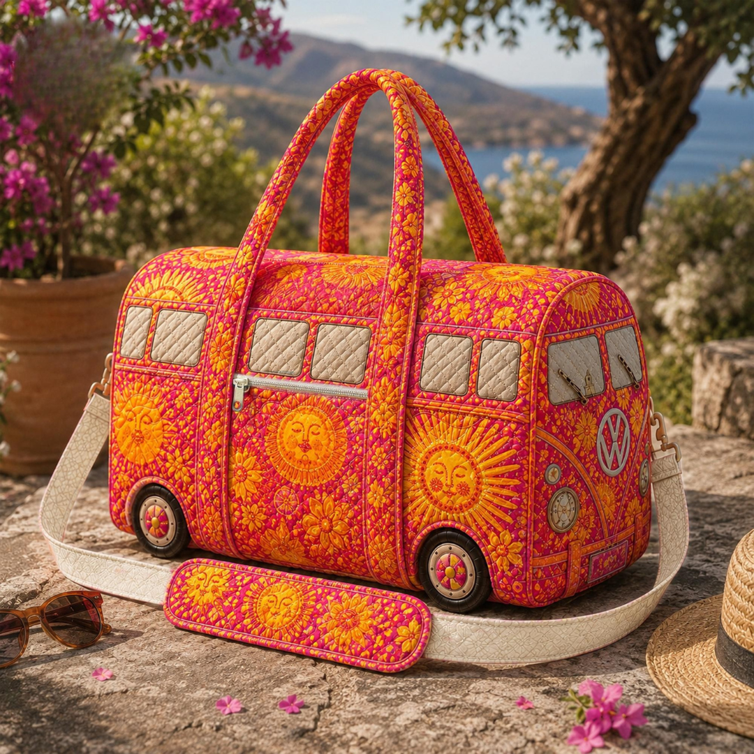 Boho Hippie Camper Van Quilted Travel Bag