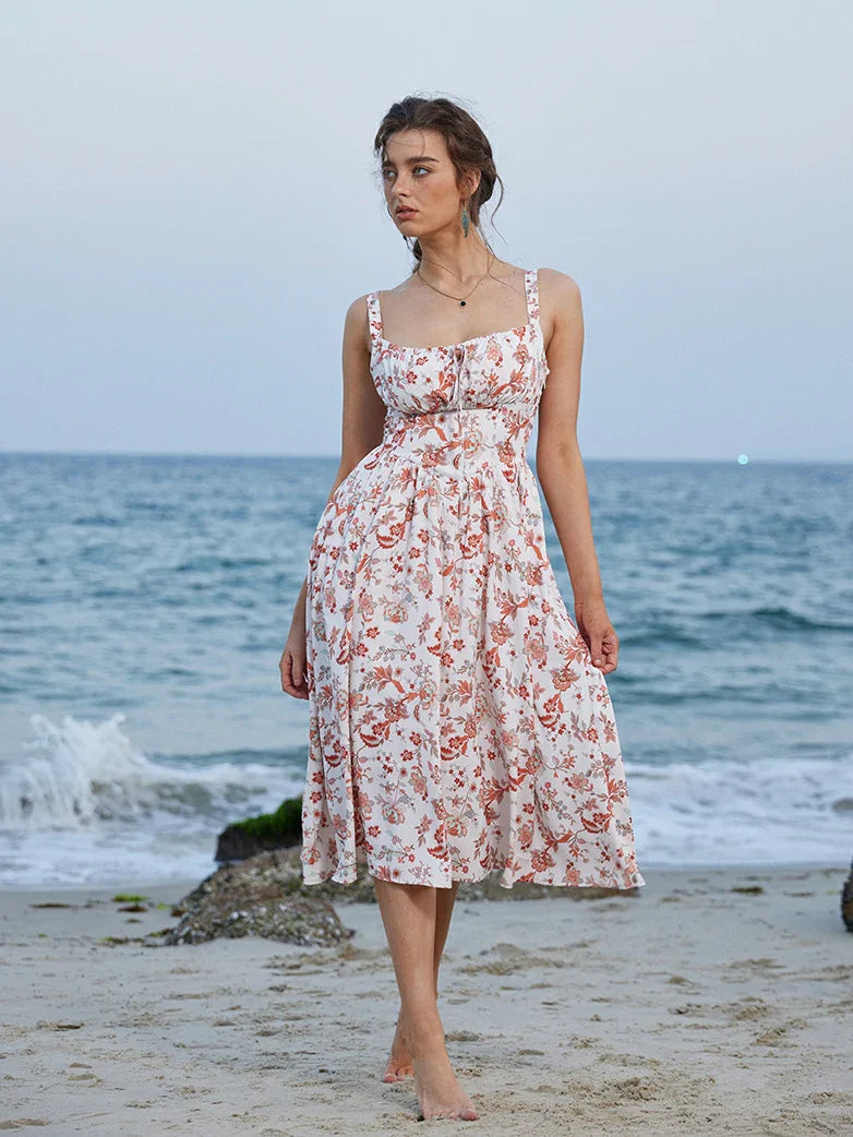 Amelia | Floral Square Neck Midi Dress