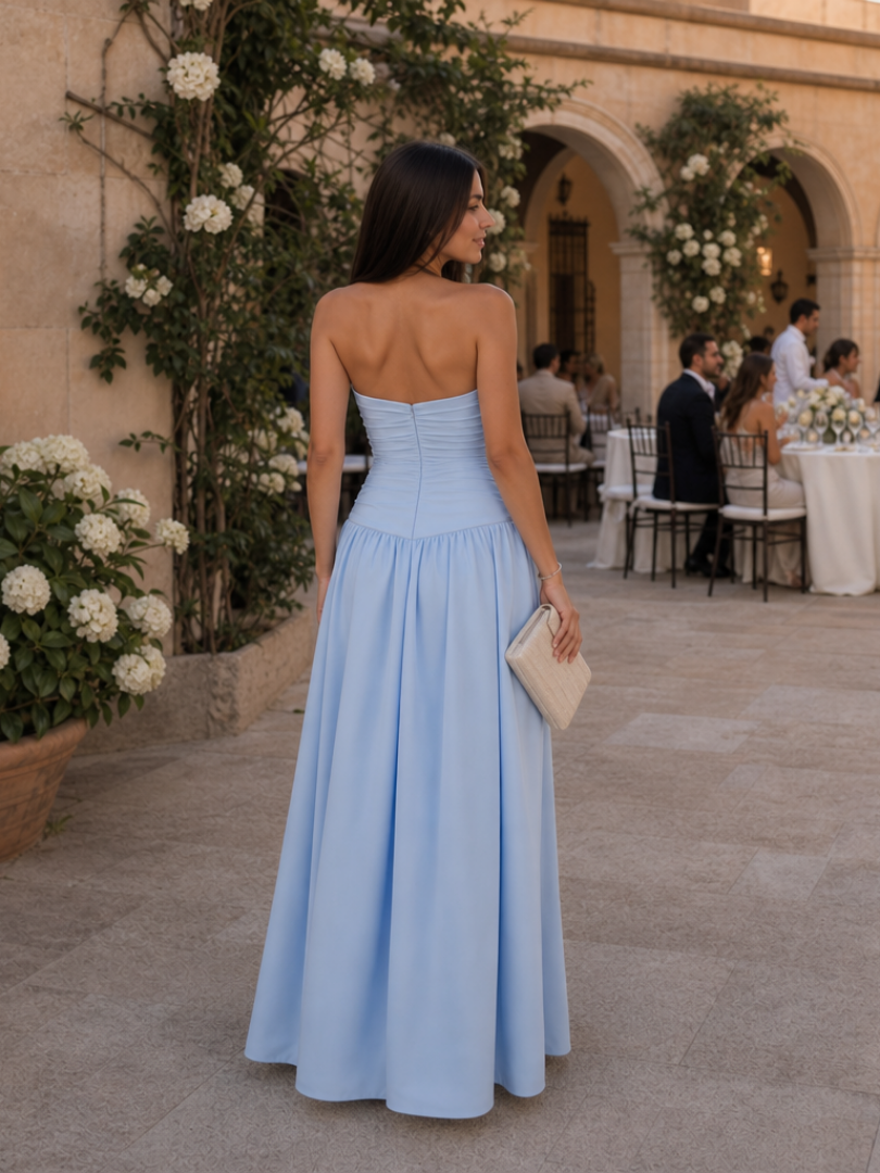 Zelene | Robe midi bustier froncée