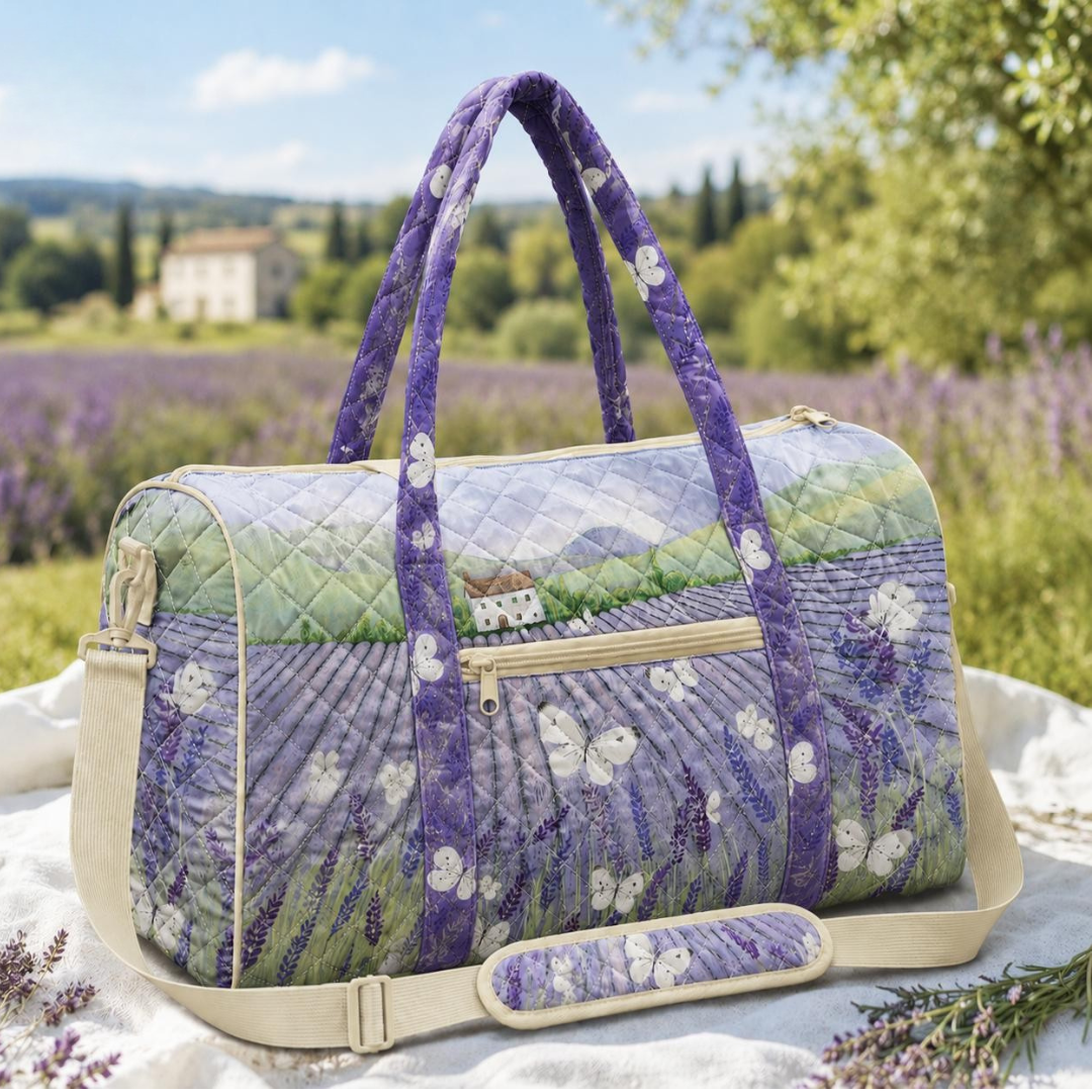 Lavender Landscape Quilted Travel Bag