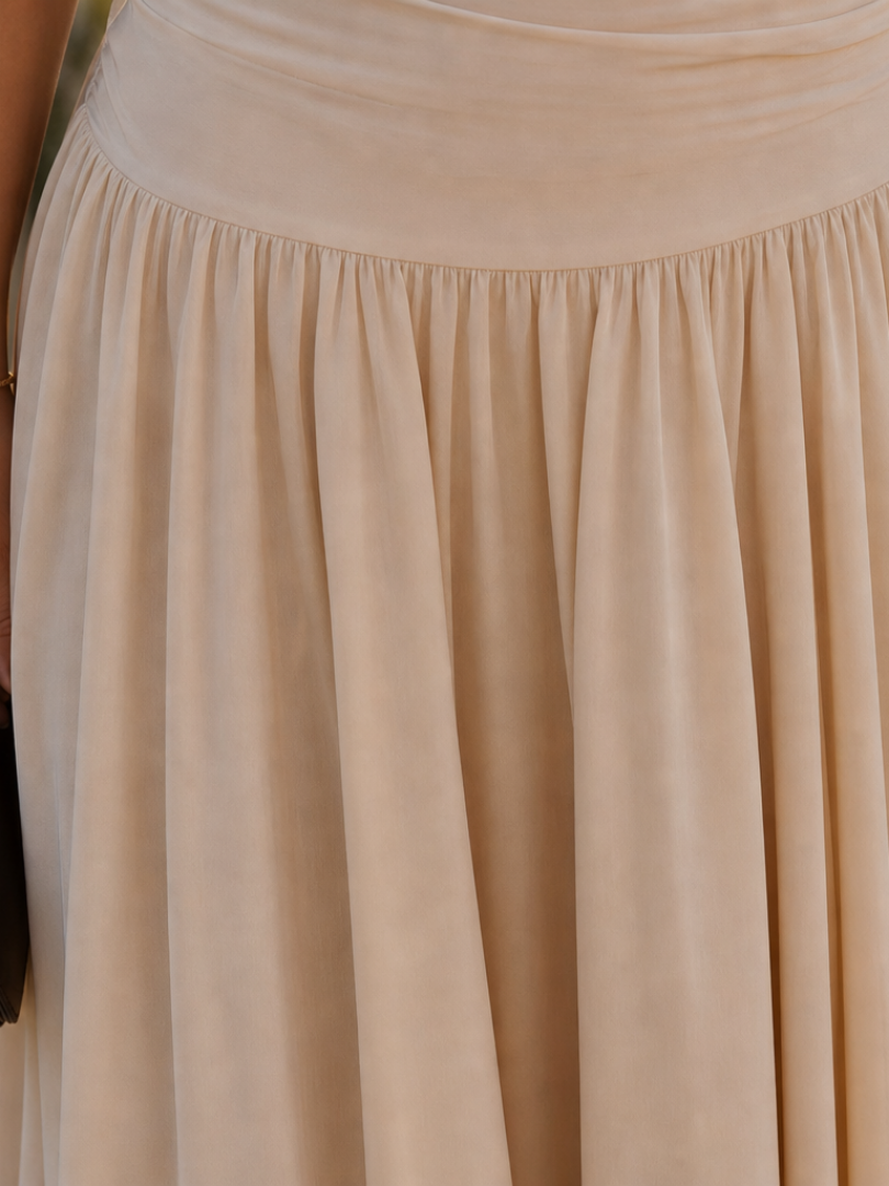 Zelene | Robe midi bustier froncée