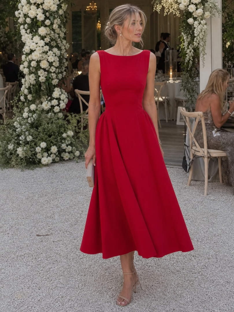 Corane | Robe midi moulante sans manches à encolure ronde