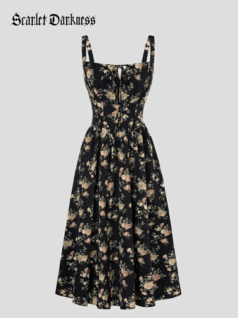 Amelia | Floral Square Neck Midi Dress