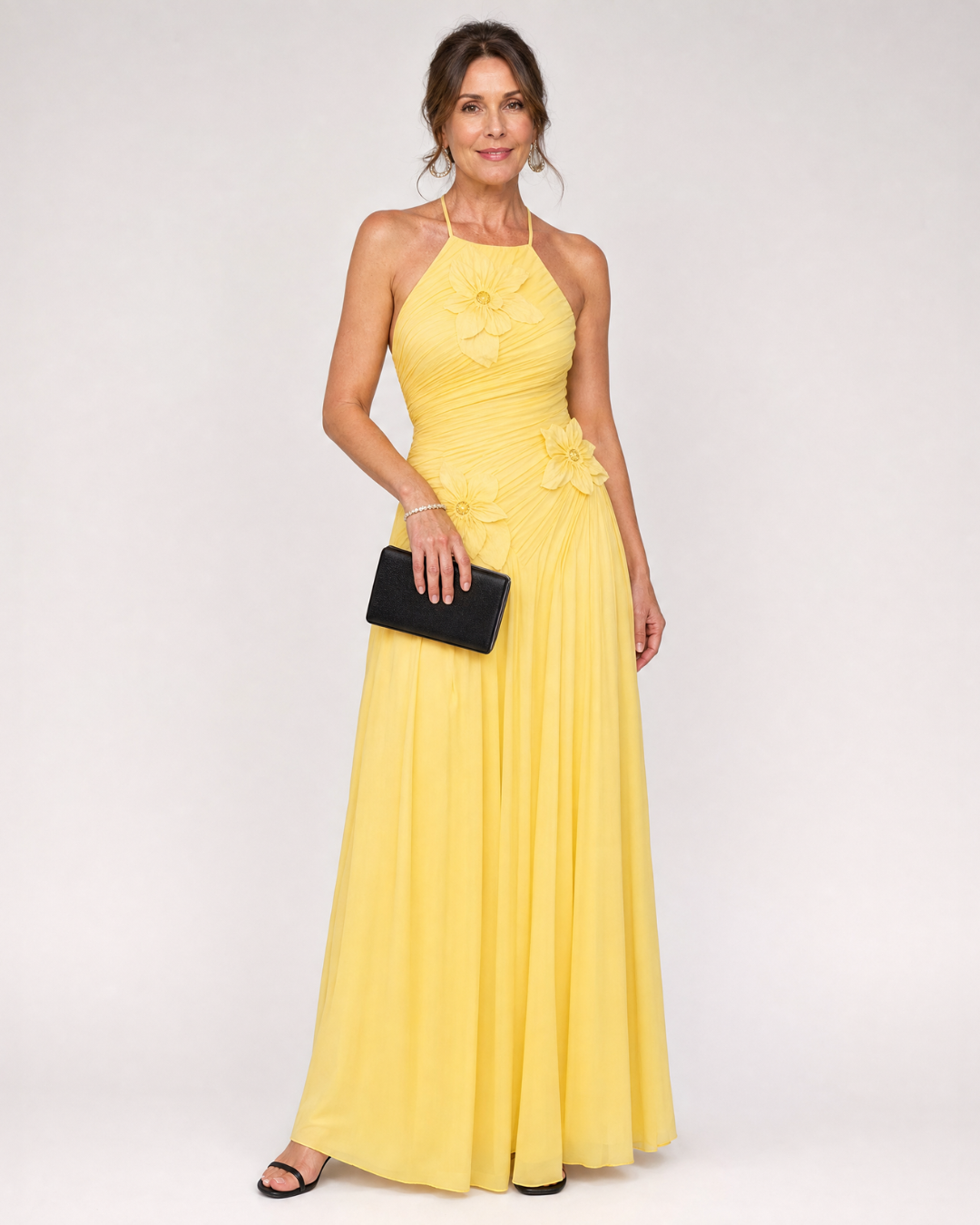 Selene | Pleated Halter Neck Maxi Dress