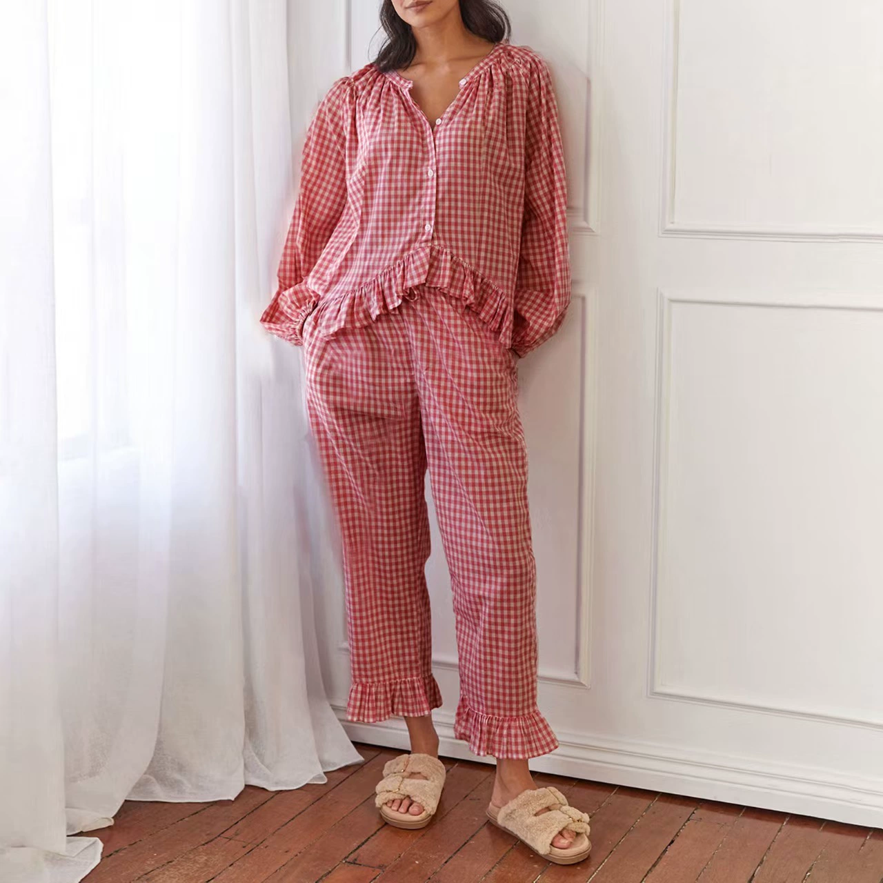 French Gingham Pants Set