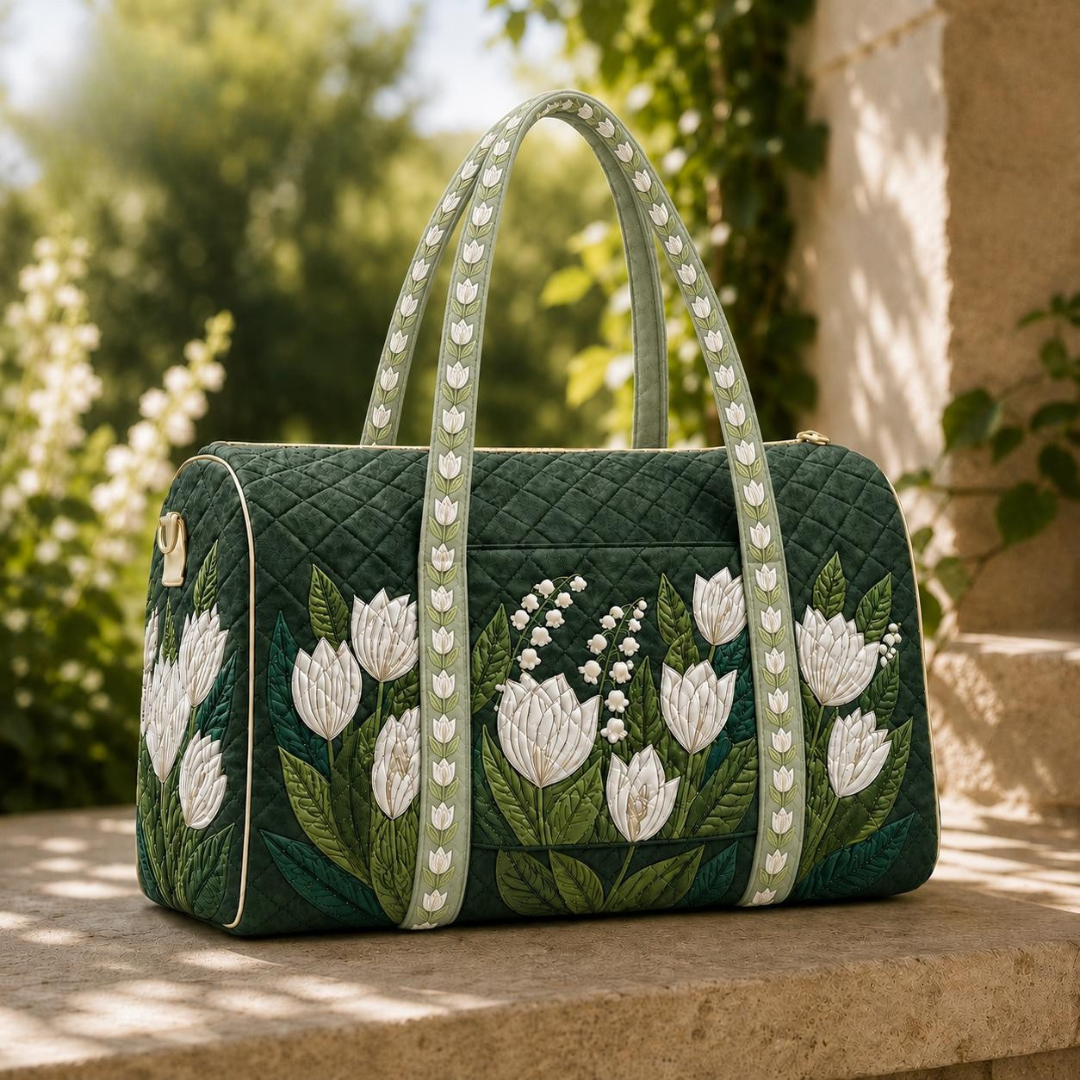 Tulip & Lily of the Valley Quilted Travel Bag