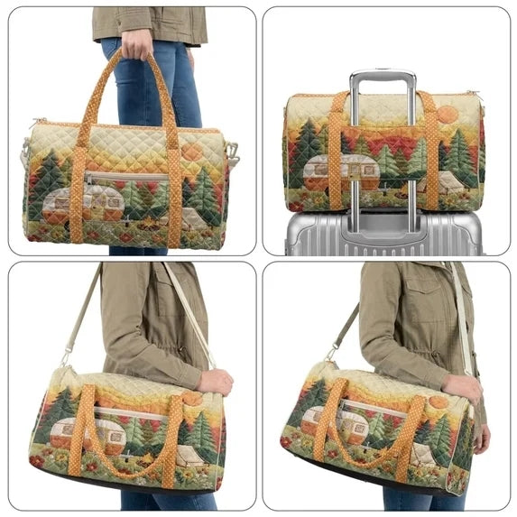 Floral Camper Van Personalized Quilted Travel Bag TG23