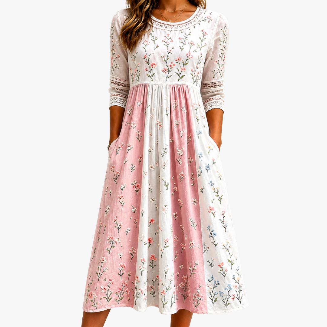 Blush Meadow Patchwork Dress