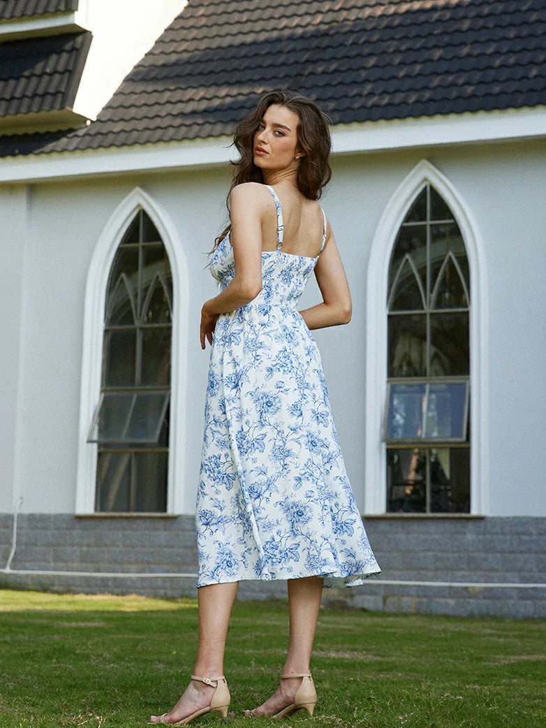 Amelia | Floral Square Neck Midi Dress