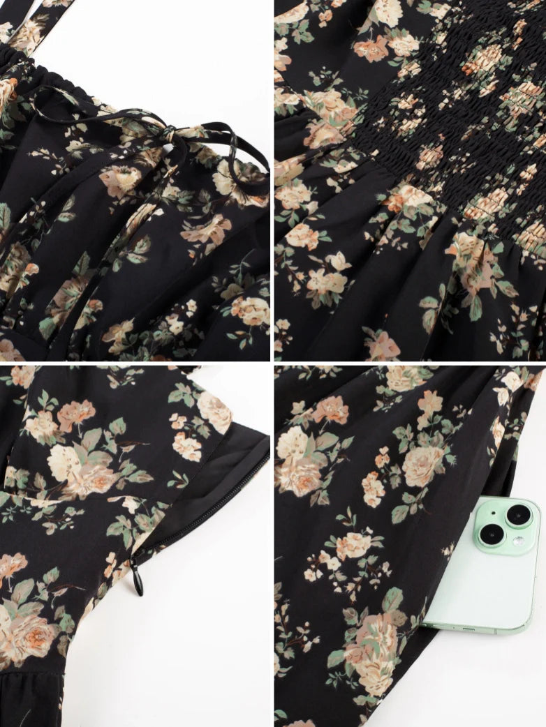 Amelia | Floral Square Neck Midi Dress