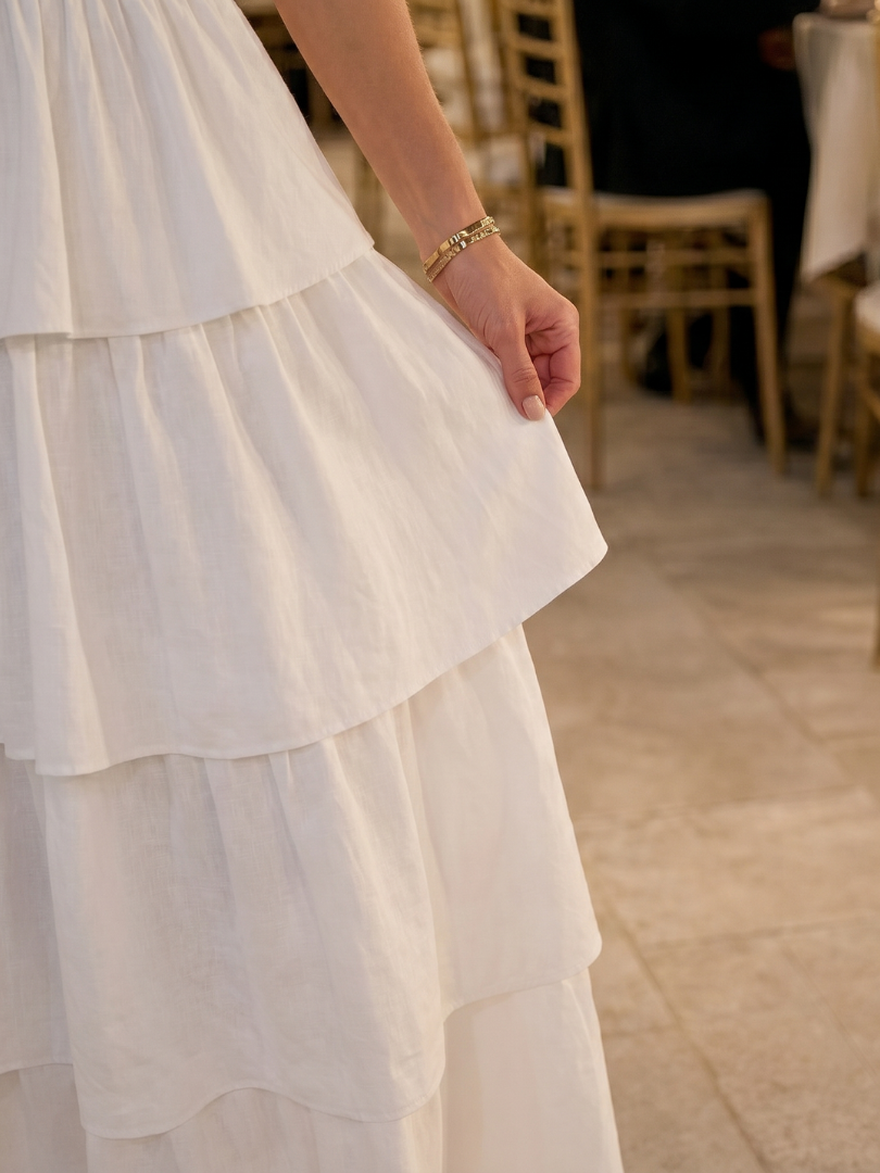 Gemma | Robe midi bustier smockée