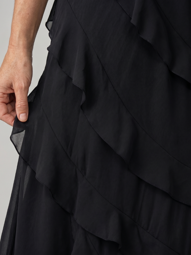 Riper | Robe longue à volants superposés et fines bretelles