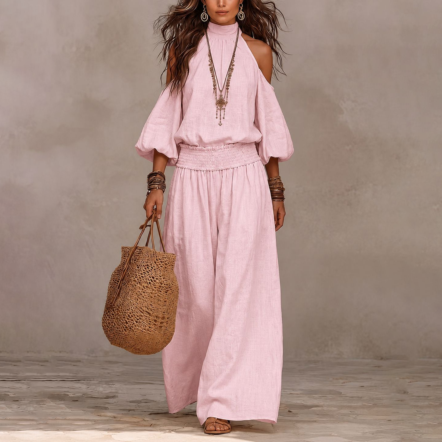 Boho Wide Leg Pants Set