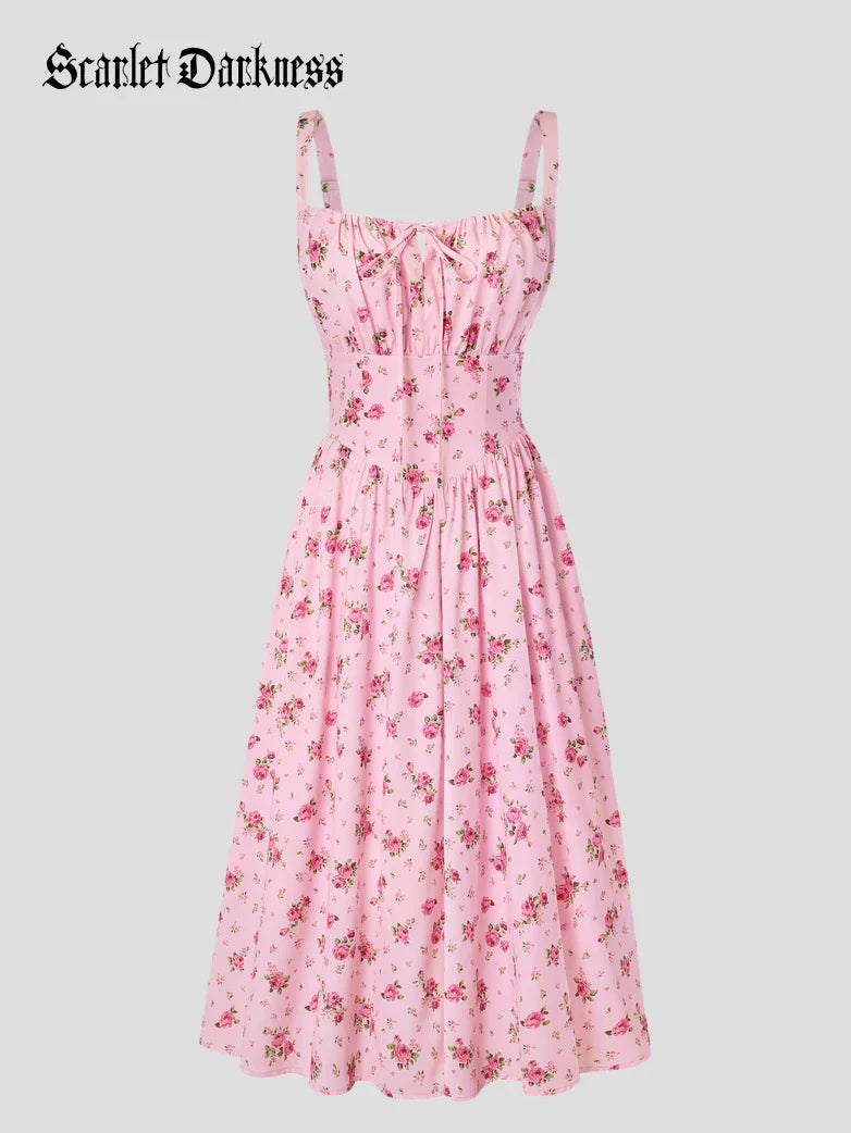 Amelia | Floral Square Neck Midi Dress