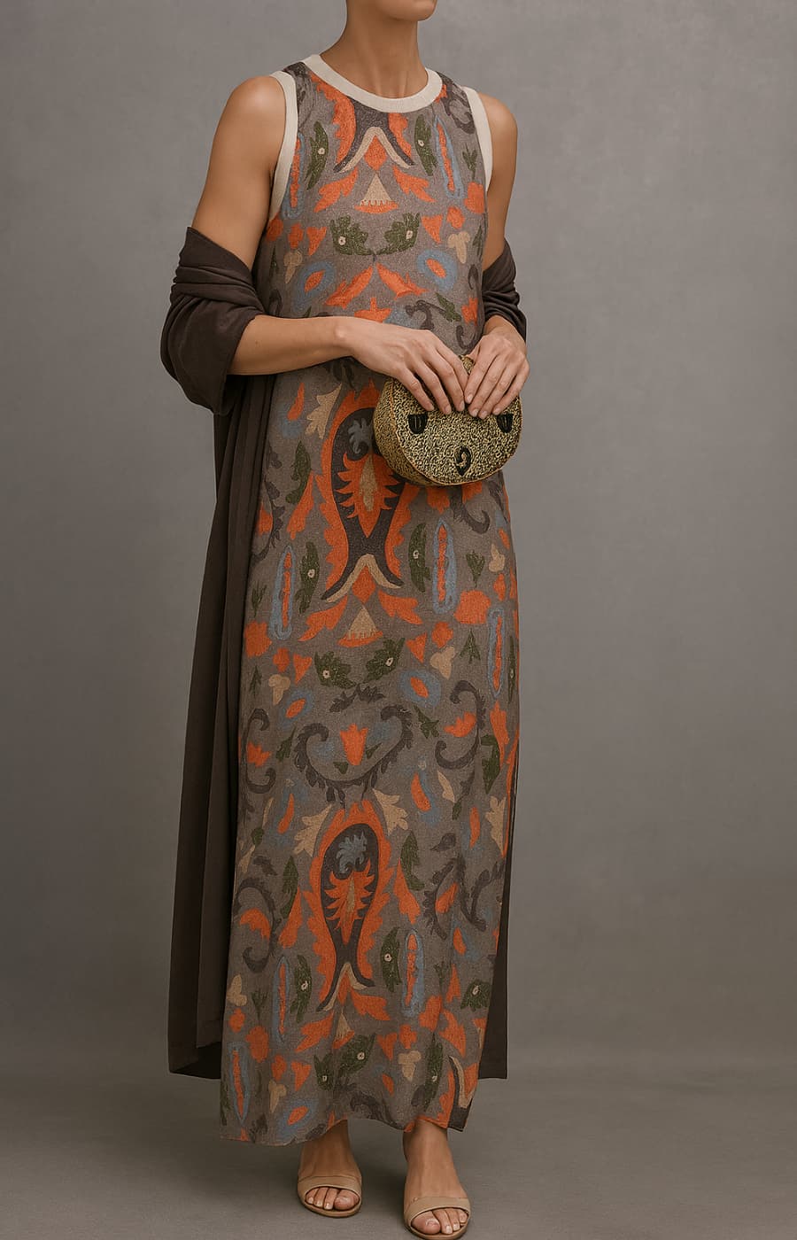 Eliana | Printed Maxi Dress & Matching Cardigan Set