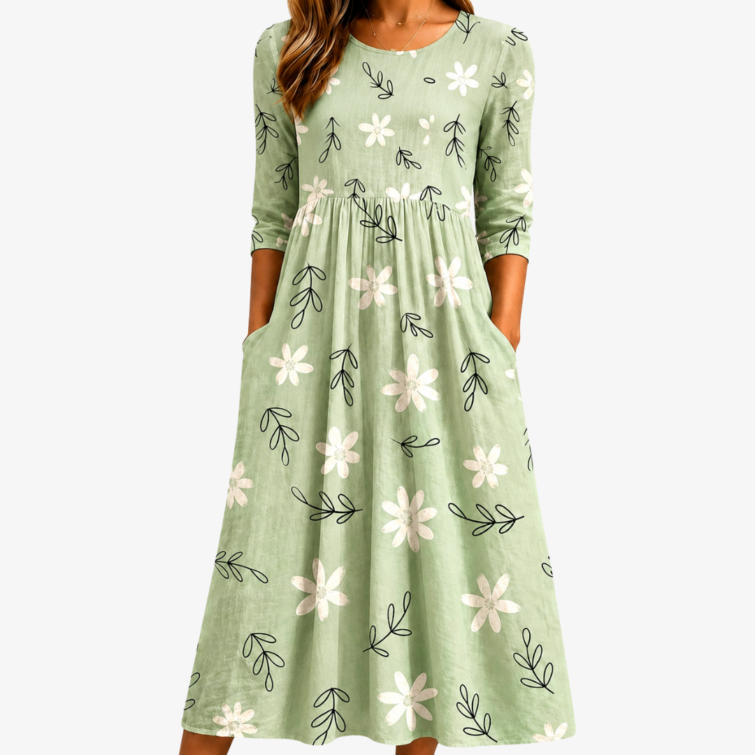 Sage Blossom Everyday Midi Dress