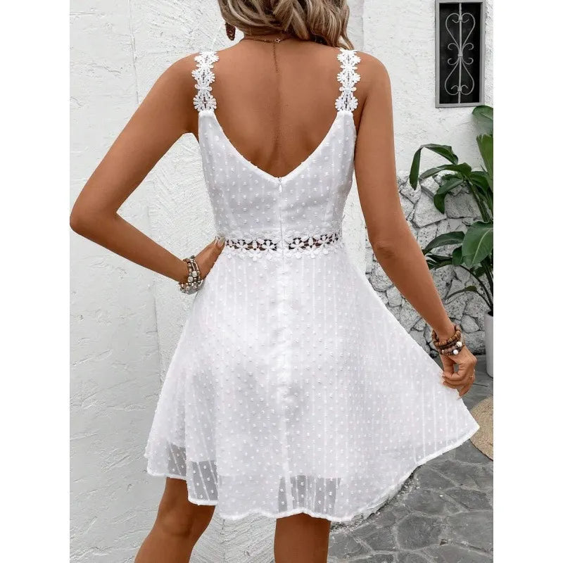 Marais | Swiss Dot Lace Trim Dress