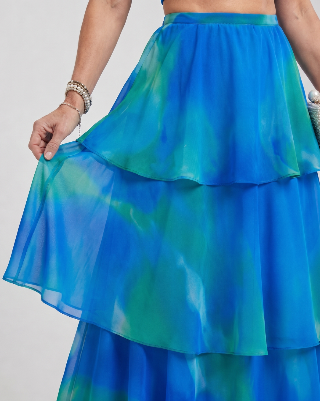 Liora | Natural Floral Halter Cutout Tiered Maxi Dress