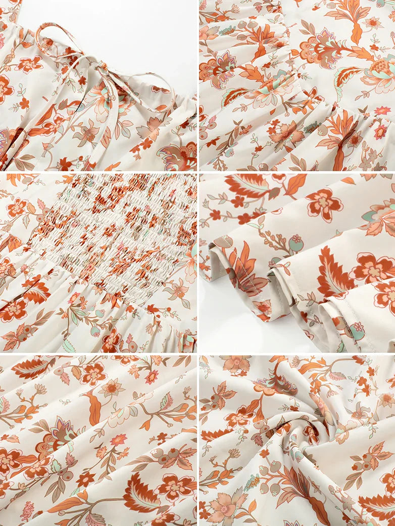 Amelia | Floral Square Neck Midi Dress