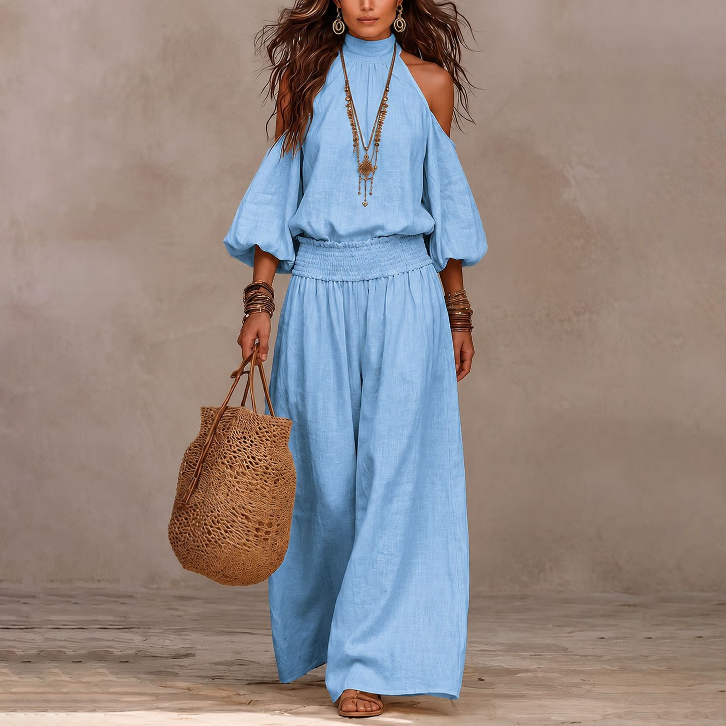 Boho Wide Leg Pants Set