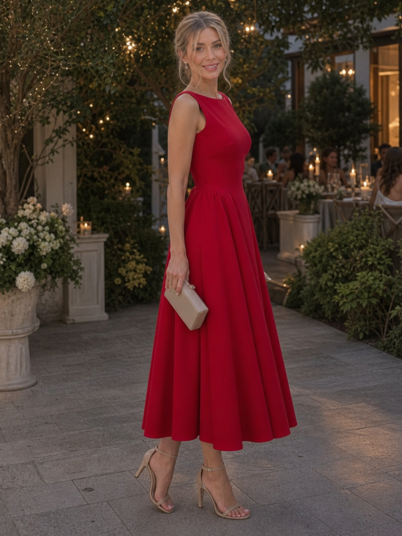 Corane | Robe midi moulante sans manches à encolure ronde