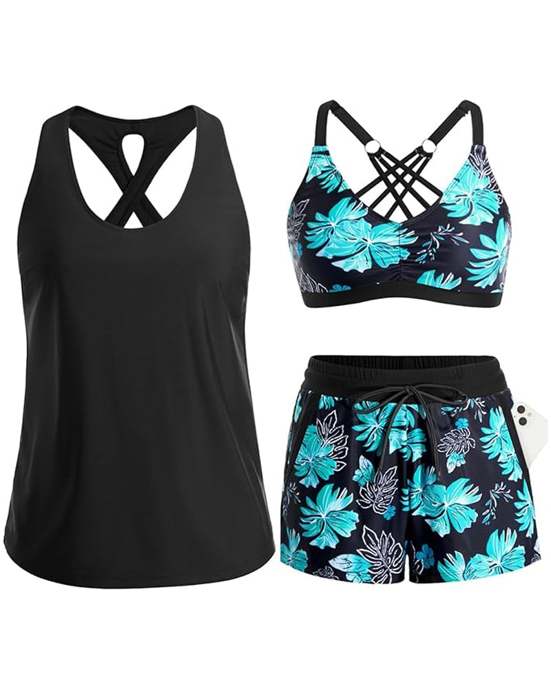 Maren | Three-Piece Tankini Bikini and Cover-Up Set