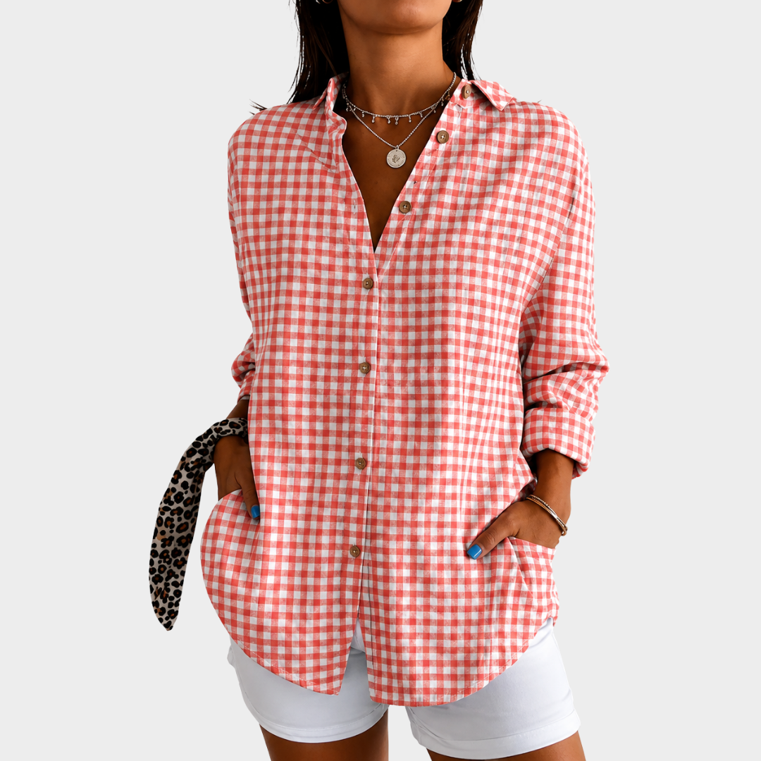 Julia | Coral Picnic Charm Blouse
