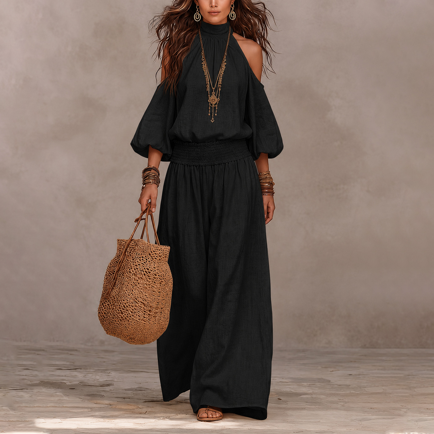 Boho Wide Leg Pants Set