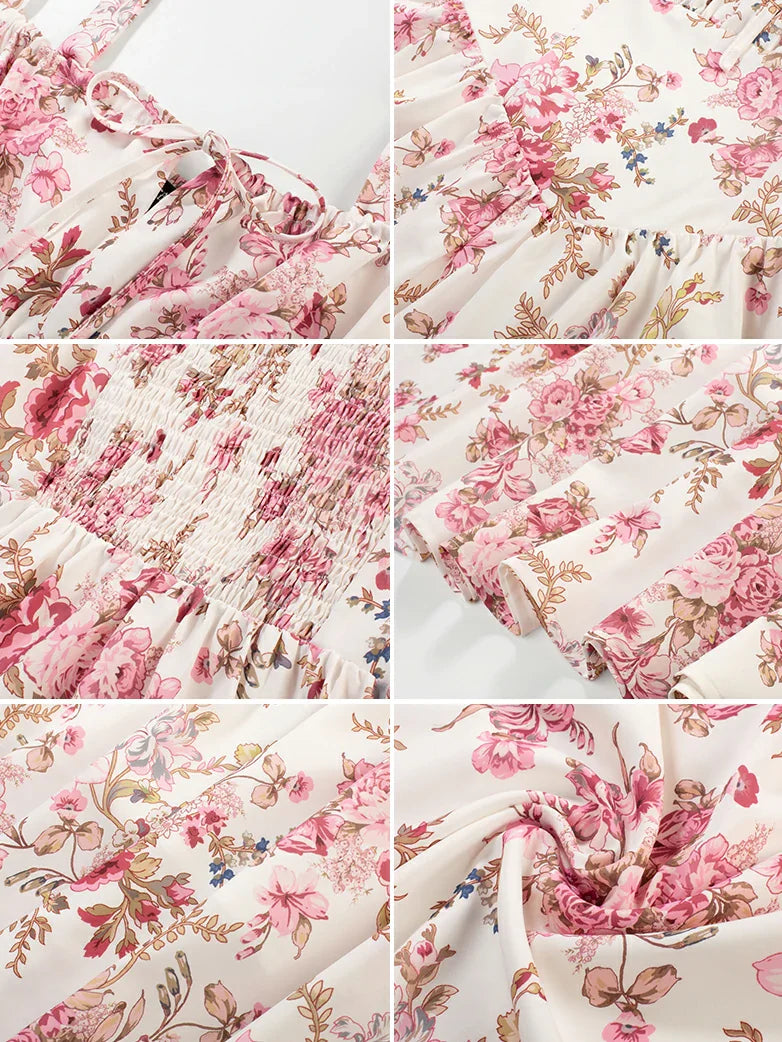Amelia | Floral Square Neck Midi Dress