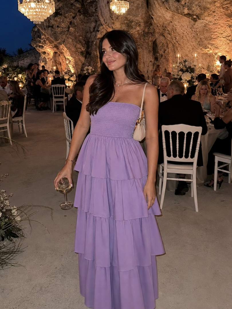 Gemma | Robe midi bustier smockée