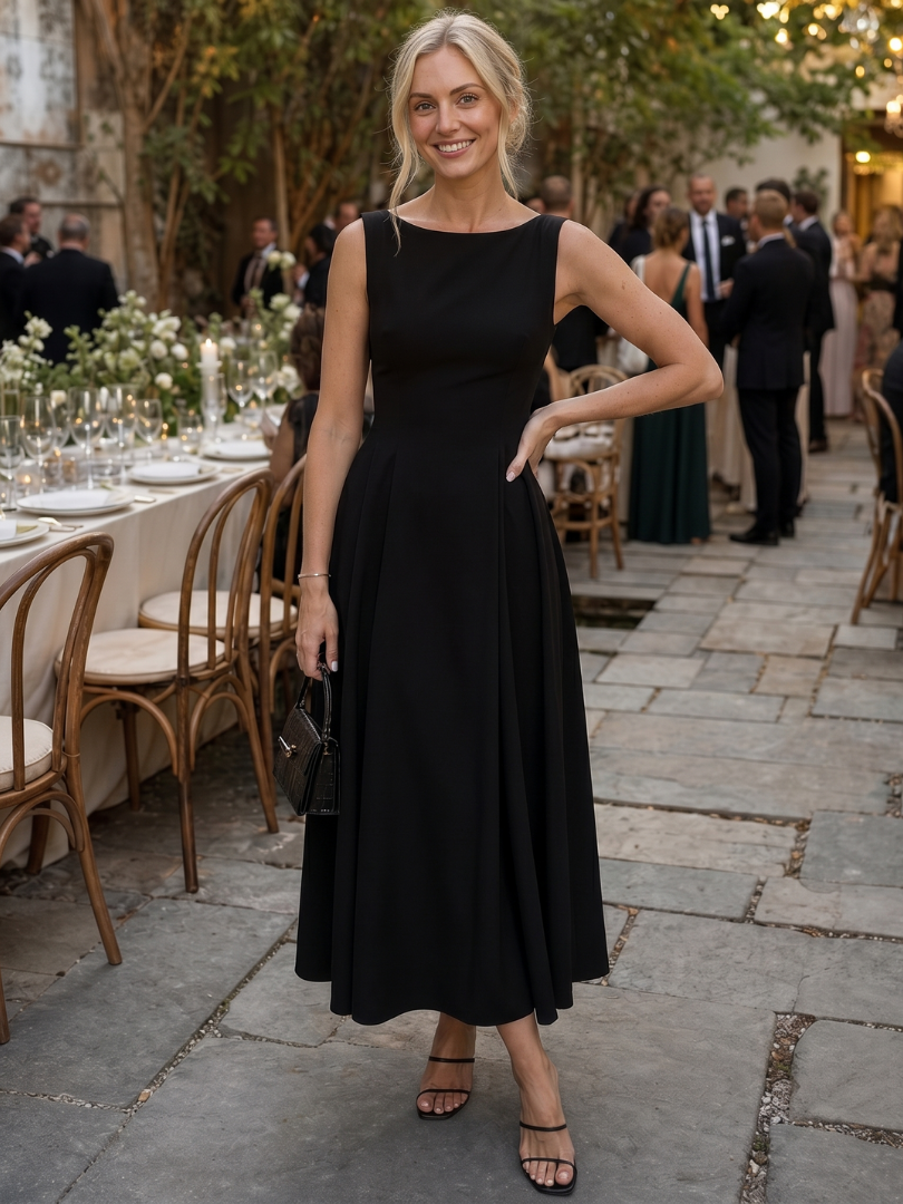 Corane | Robe midi moulante sans manches à encolure ronde