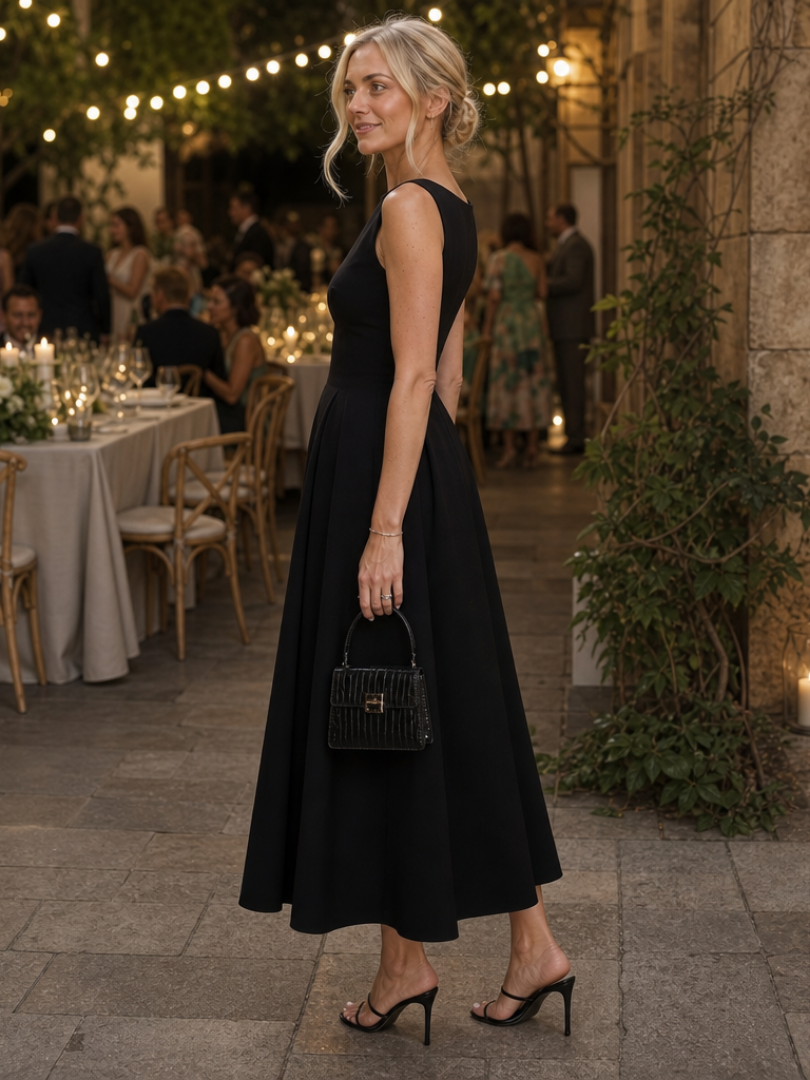 Corane | Robe midi moulante sans manches à encolure ronde
